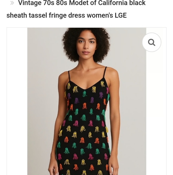 VINTAGE 70s 80s Modet of California black sheath BOW MINI dress women's Med - Picture 10 of 11